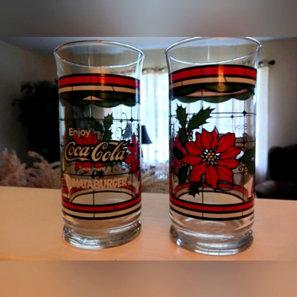 WHATABURGER Christmas Glasses, 16 oz each, Set of 4, Vintage 80's
